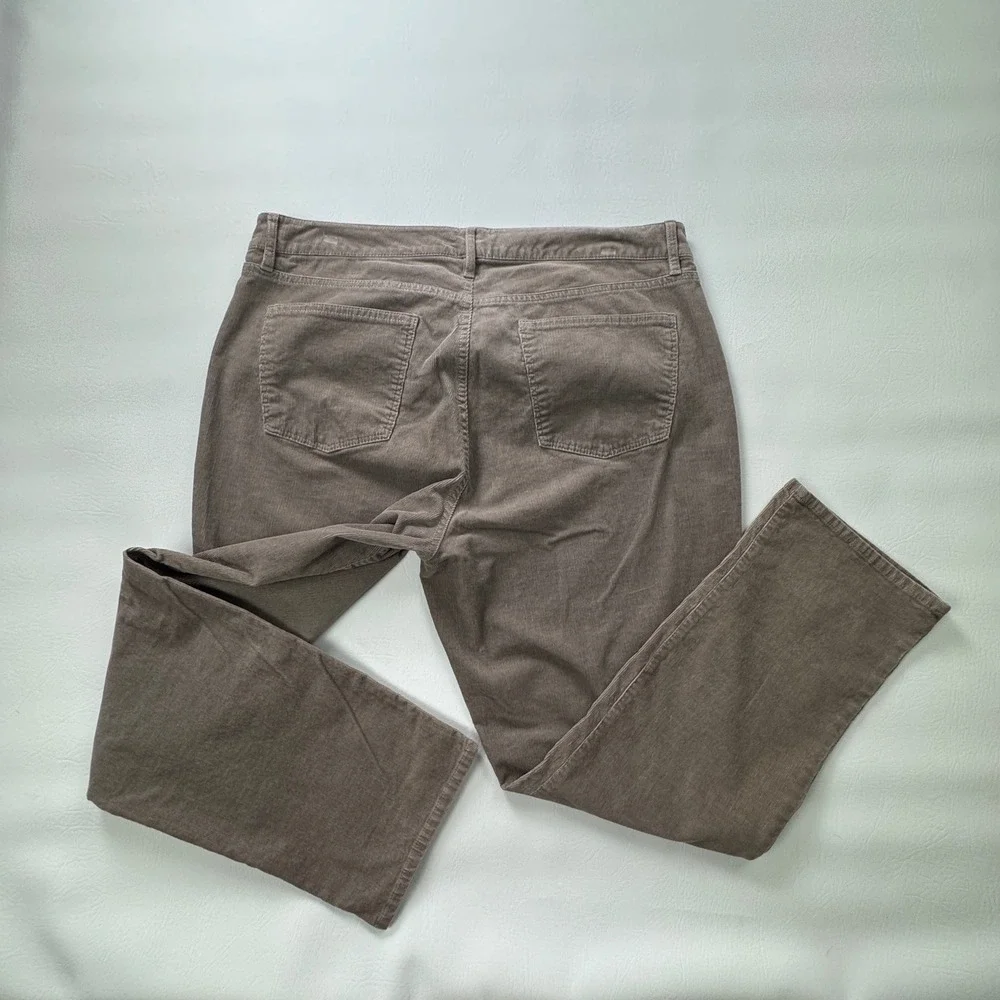 Talbots Flawless Five-Pocket Corduroy Pants Taupe Brown Straight Curvy 16 Petite